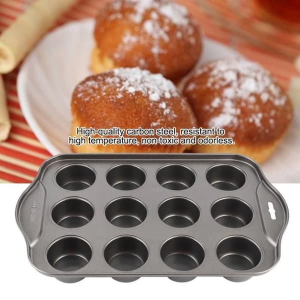 Kakeform i karbonstål for non-stick baking, 12 runde ruter