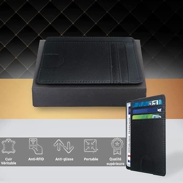 Lompakko - Petostentorjunta - Nahkaa - Musta - Tyylikäs - RFID-suojaus