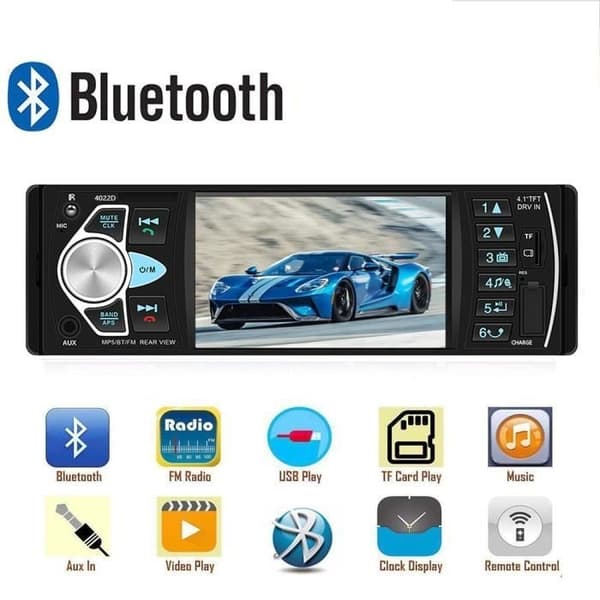 PRUMYA Bluetooth Stereo Bilradio - Bilfinner - MP3-spiller - Stemmeassistent - Fargerike Lys