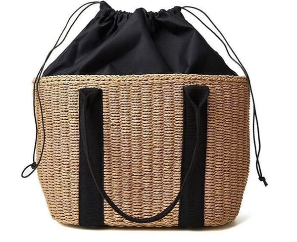 (Camel) Strandtaske - Camel - Håndvævet - Polyesterfiber - Sort - 42 cm x 31 cm x 24 cm Camel