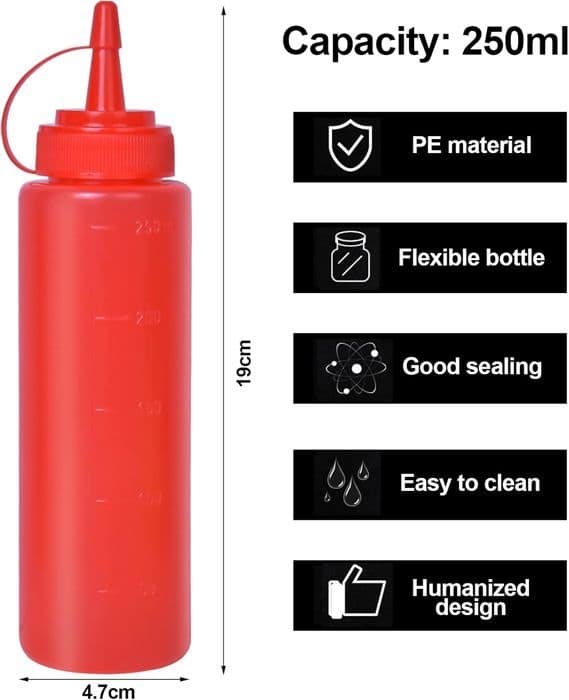 3-pack Kryddflaskor, Såsflaskor, 240 ml Klämflaskor, Klämflaskor i Plast