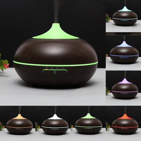 (Brun) Ultralyd Luftfukter Eterisk Olje Diffuser Aroma Diffuser Mandelform (Brun) Brown