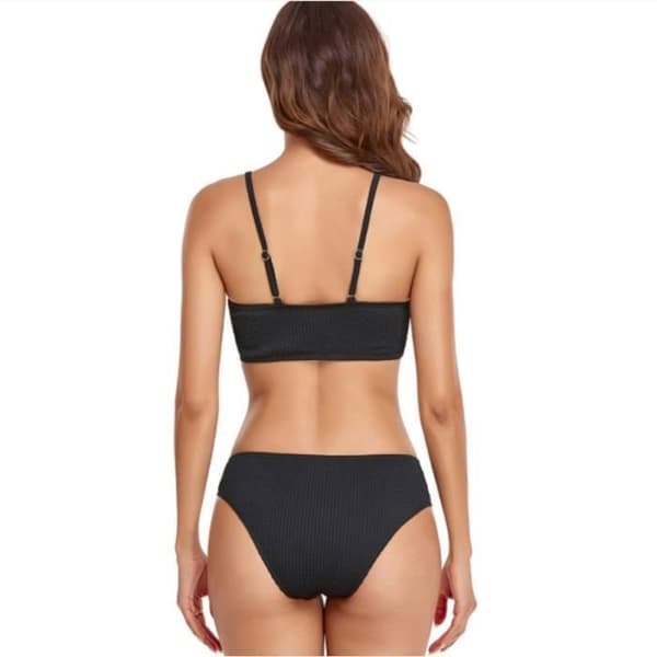 Baddräkt för damer, 2-delad bikini, push-up vadderad knuten Black m