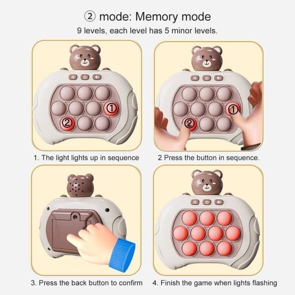 Elektroniskt Pop Spel - MOOHOP - Pop Push it Spelkontroll - ABS - Multiplayer Läge - Brun + Blå