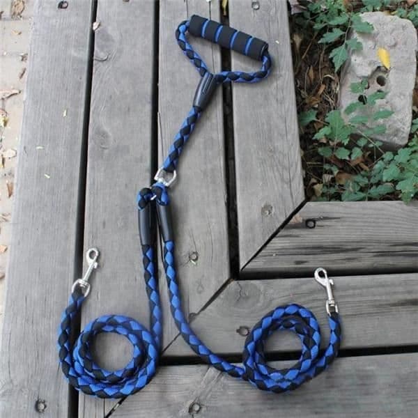 (sort og blå) Dobbelt hundesnor - Ikke specificeret - 1,4 m - Nylon - Sort og blå - Multi-position black and blue