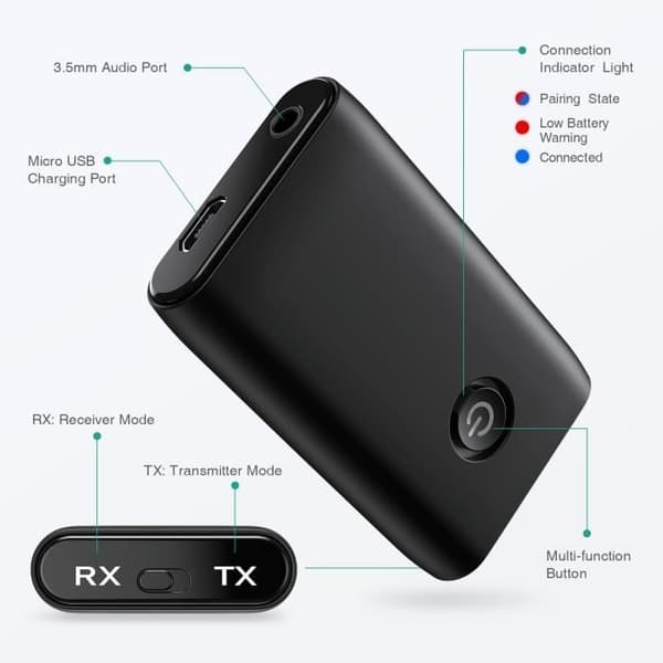 Bluetooth 5.0 Bluetooth Sändare 2 i 1