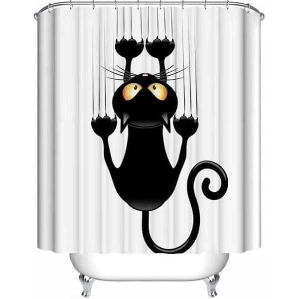 (Sort) Polyester stof bruseforhæng 180 x 180cm - TEMPSA - Sort - Moderne - Design Black