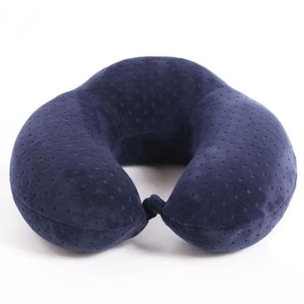 Nackstödskudde, Resekudde i memory foam, resenackkudde, portabel U-formad, marinblå
