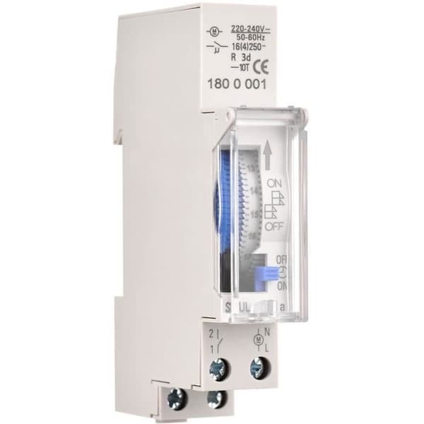 Minutter af tid på 24 timer Minutter i minutter på 15 minutter Montering på skinner Integreret batteri, SUL180a AC220-240V Grå-MHB