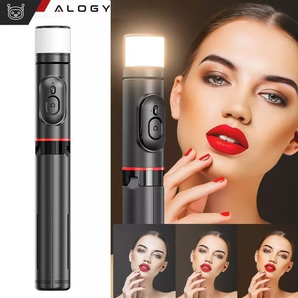 Selfie Stick Stativ Telefonholder LED-lys + Bluetooth Fjernkontroll