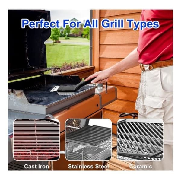 Grillbørste - Ikke-spesifikk - 3 deler - Rustfritt stål - Ergonomisk - Rustsikker