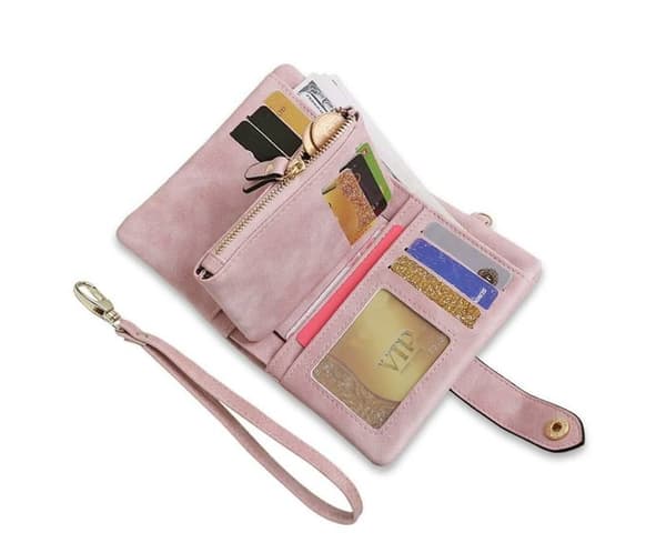 (Pink) Pung - Læder - Dame - RFID-blokering - 16 rum - Pink Pink