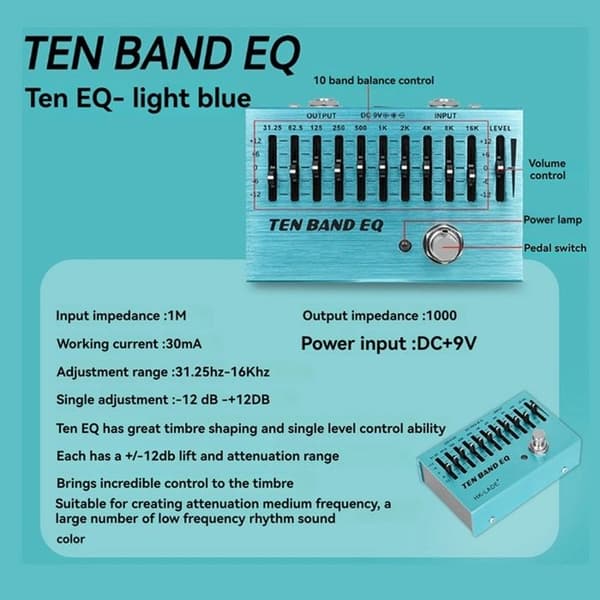 SA-01 10-Bånds Equalizer Controller Elektrisk Guitar Pedal EQ Effektpedaler True Bypass Guitar Bas Dele og Tilbehør