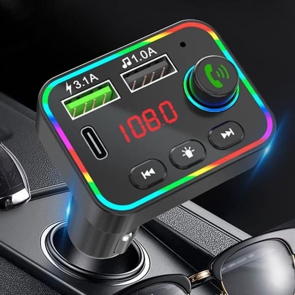 (farger) APERIL Bluetooth FM-sender for bil - Sigarettennerplugg - Hurtiglading - Håndfri ringing colors
