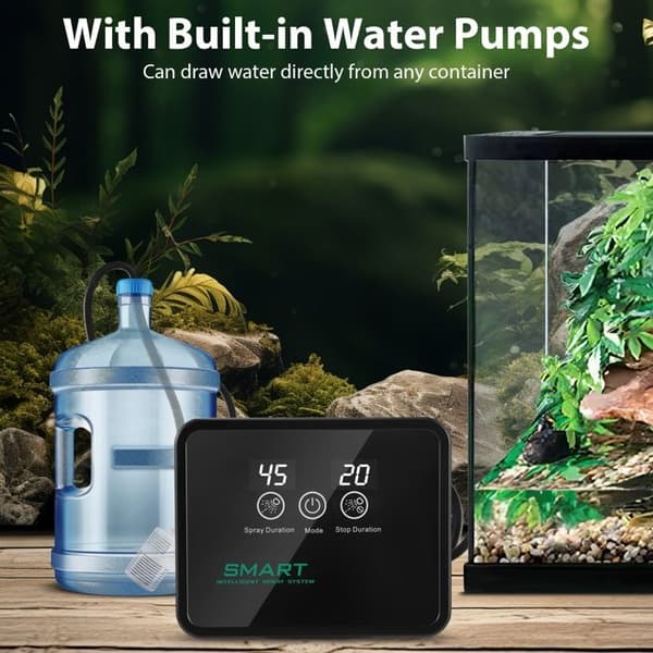 Terrarium Luftfuktare, Luftfuktare med Timer och 360° Justerbar Dimspridare, Dimsystem