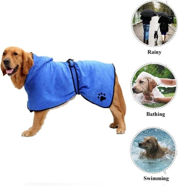 Håndklæde til hundebad med justerbar rem, hurtigtørrende mikrofiber, superabsorberende
