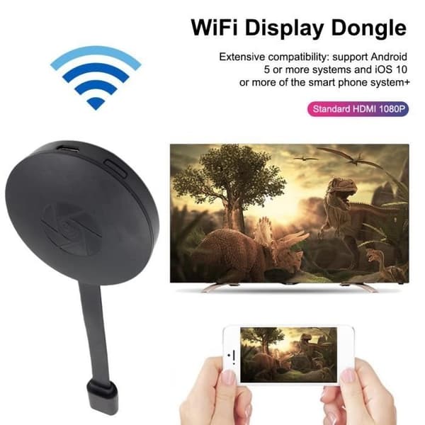 (Svart) Trådlös videoadapter - MOMOTOU - G2 - HDMI 1080P - Android/iOS-kompatibel - Plug and Play Black
