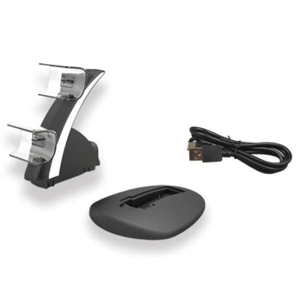 (Sort) Oplader til PS5 Controllere - Sort - Dobbelt Ladestation med LED Indikator Black