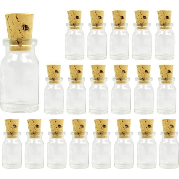 20x Mini Glasflaskor 7ml med Korkproppar - Små Flaskor för Diffusorer, Bröllopsgåvor