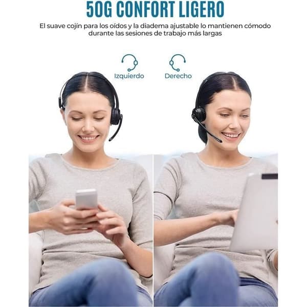 (Sort) M6 Professionelt Bluetooth Headset - Sort - Håndsfrit Sæt - Multi-Point Forbindelse - 13 timers taletid black