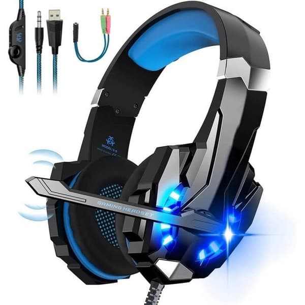 (Blå) AUDBURN Brusreducerande Gaming Headset - PS4-PS5-Xbox One-PC-Mac-Nintendo - Blå blue