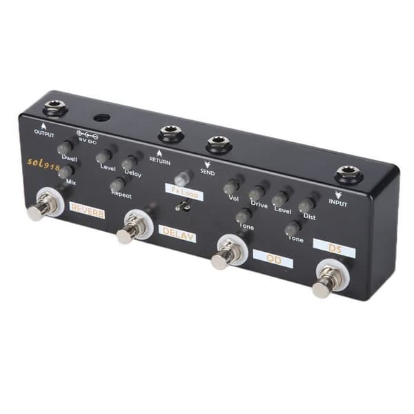 Minifinker 5-Modus Gitar Effektpedal, 5 Moduser, Forsinket Reverb, FX Loop, Sampler PA