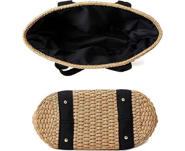 (Camel) Strandtaske - Camel - Håndvævet - Polyesterfiber - Sort - 42 cm x 31 cm x 24 cm Camel