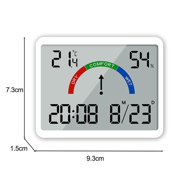 (Vit) Elektronisk klocka - Vit - LCD - Digital väckarklocka - Temperatur och luftfuktighet - Vägg- och magnetisk montering White