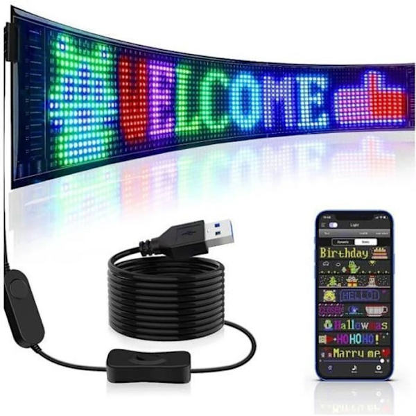5V USB LED Matrix Panel för Bilar, Starka RGB Ljusskyltar, Scrollande, Bluetooth, App-kontroll