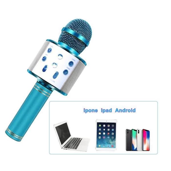 Trådløs Bluetooth-mikrofon - Bærbar Karaoke-mikrofonhøyttaler - Blå