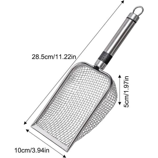 Kattesandspade - Robust - Rustfritt stål - Finmasket sil - Ergonomisk - Lett å oppbevare