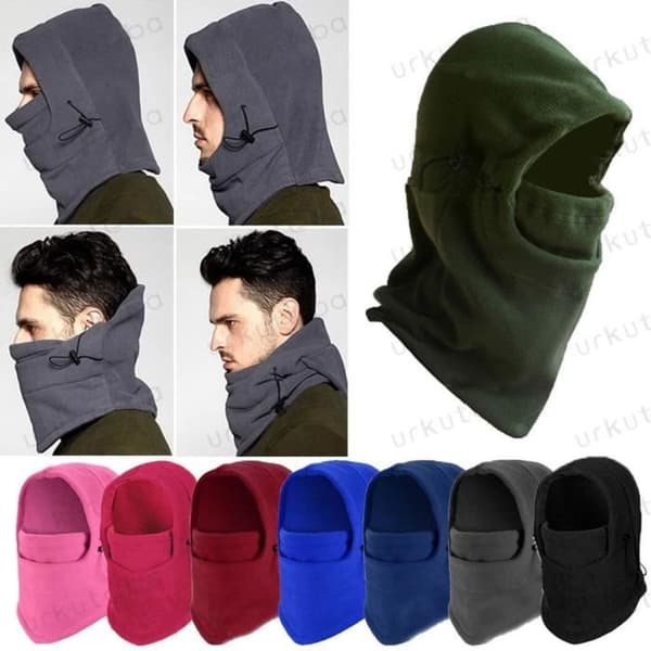 One size - Mørkegrå - Unisex fleece hættehat, skihue, termisk halstørklæde