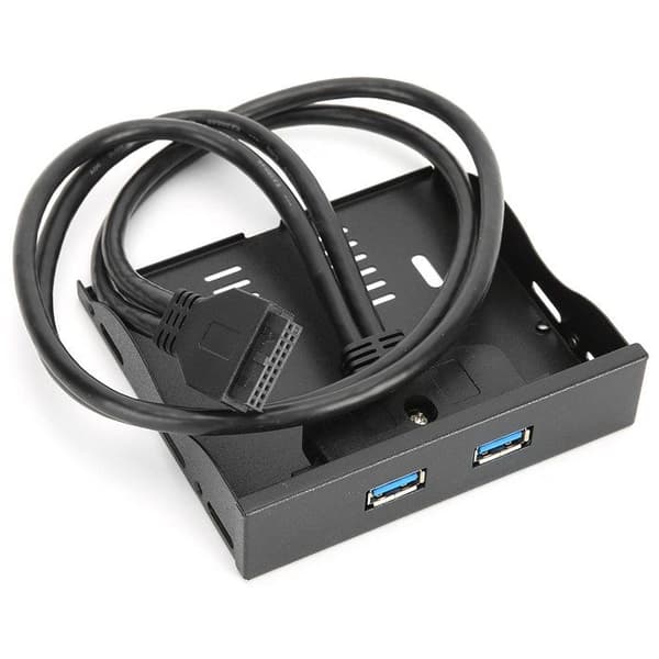Frontpanel til USB 3.0 diskettedrevsbås til 3,5\" 19-pin disketter med 2 USB 3.0 hub-interfaces