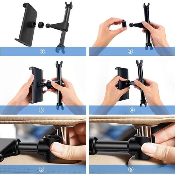 Tablet Holder til Bil - Universal Tablet Holder til iPad, Samsung Tab og andre enheder, Sort