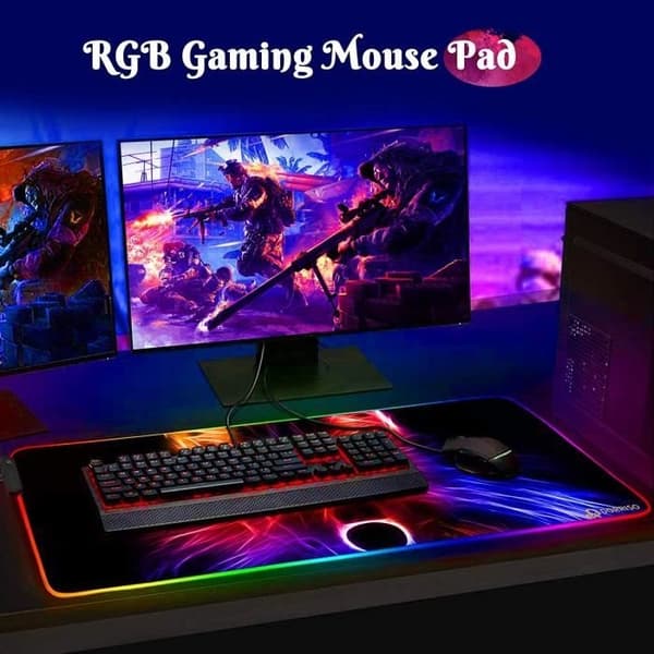 Illumineret gaming musemåtte, RGB LED-lys musemåtte, gaming musemåtte med USB-kabel, 800 x 300 x 4 mm