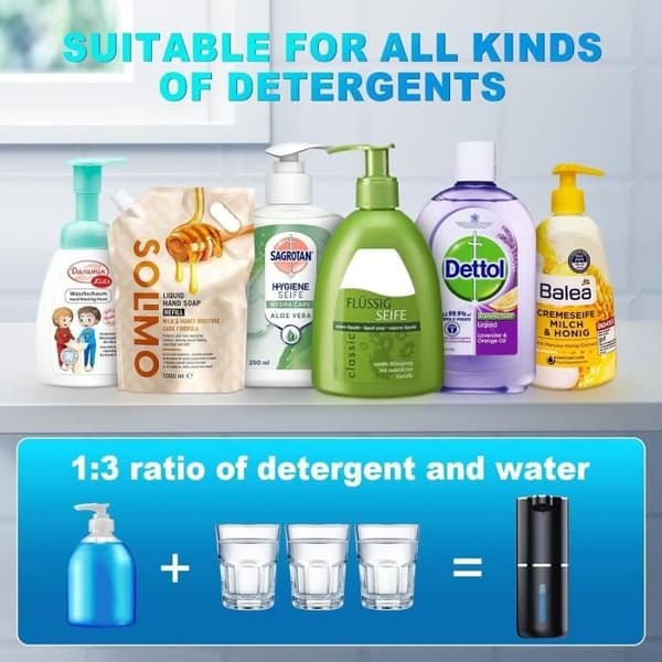 Sort sæbedispenser - Automatisk sæbedispenser - MOOHOP - IPX5 Vandtæt, 380ML