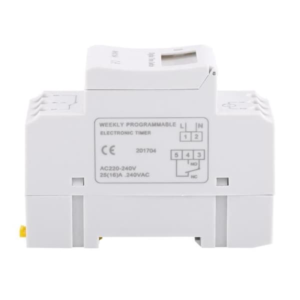 (Hvit) Ukentlig/Daglig Timer, Skinnemontering, Elektrisk Panel, 15A - AC 220V White