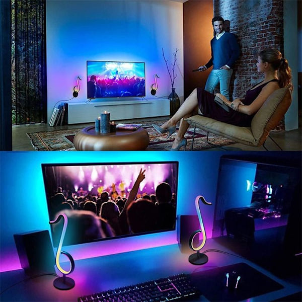 Brusehoved med noder, bordlampe, intelligent dæmpbar RGB symfonisk stemningslys,