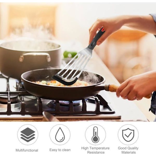 Fiskespatel - Ikke specificeret - 2 stk - Rustfrit stål - Silikone - Non-stick