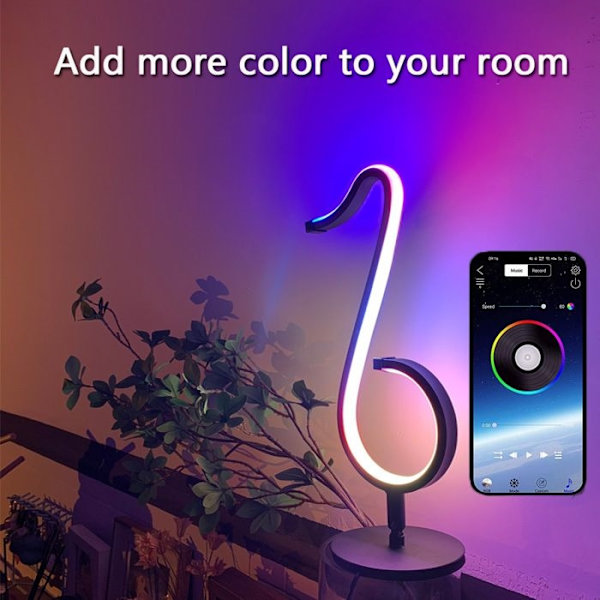Brusehoved med noder, bordlampe, intelligent dæmpbar RGB symfonisk stemningslys,