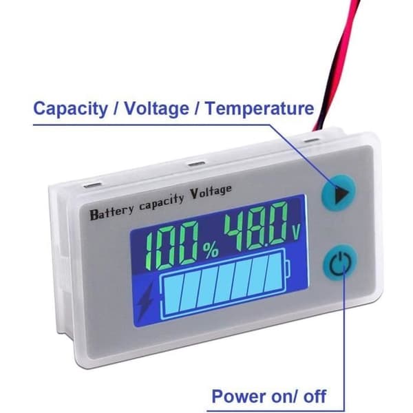 2 stk. 12V Batterikapasitetsmonitor Indikator Blybatteri Spenningstester LCD Batteriindikator, Batteri med