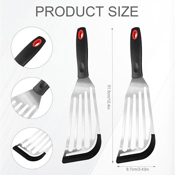 Fiskespatel - Ikke specificeret - 2 stk - Rustfrit stål - Silikone - Non-stick