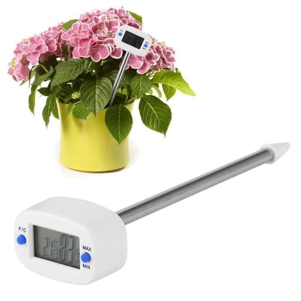 Jordtermometer i rustfrit stål, højpræcisions mini elektronisk luftfugter, temperatur- og fugtighedstester
