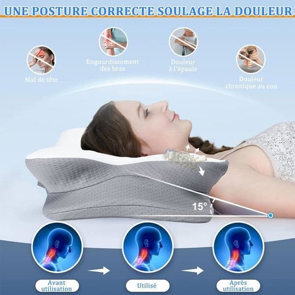 (Vit) Memory Foam Kudde - Ortopedisk Ergonomisk Kylning - Vit White