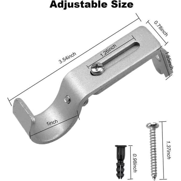 4 st Justerbara Gardinstång Väggfästen Rostfritt Stål Gardinstångsfästen med Fästskruvar - Silver silver rod brackets