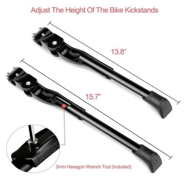 GOTOSEEU Sidestøtte til mountainbikes - Højdejusterbar - Aluminiumlegering - Sort