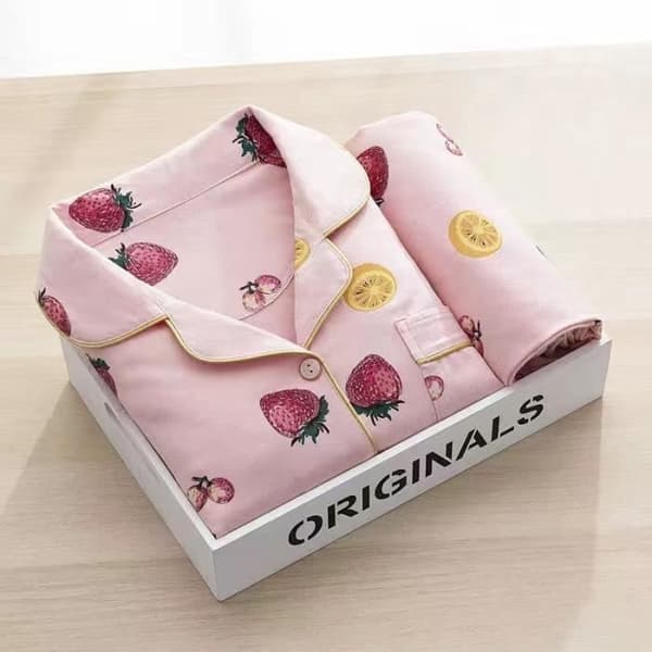 (l-Ningmeng) Dameflonelpyjamas - bomuldstøj - FR05PUS - Ningmeng - Pink Ningmeng L