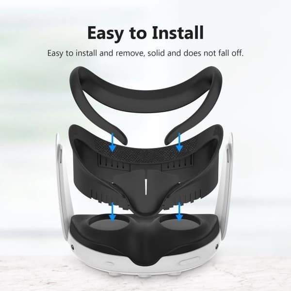 Ansigtsdækning til Meta Quest 3 VR-headset, vaskbar udskiftningsmaske ABS + PU