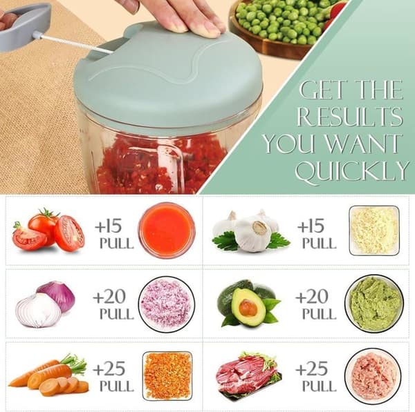 Lök Hackare, 500ml Mini Multifunktionell Manuell Mixer, Manuell Hackare, för Vitlök, Kött, Barnmat, Frukt, Grönsaker