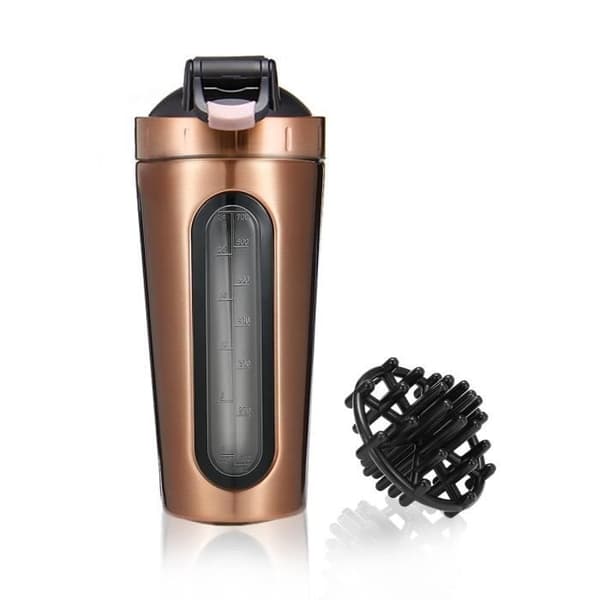 TEMPSA 700ML Protein Shaker Vattenflaska Mixer med Läcksäkert Lock GULD 700ML
